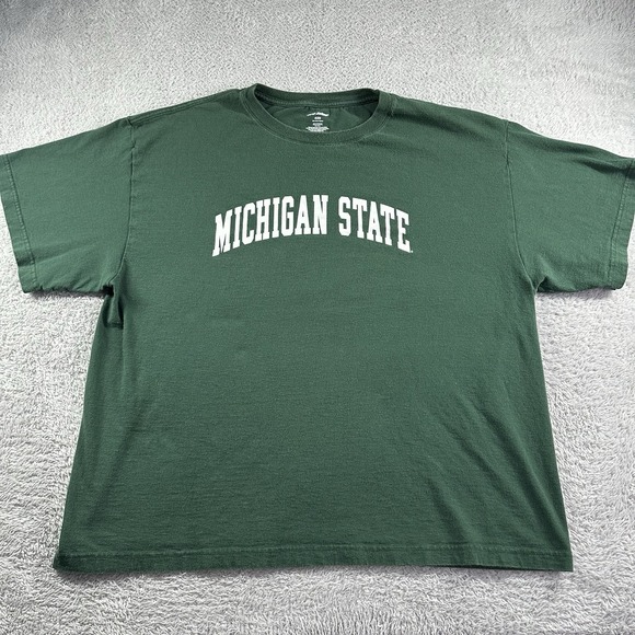 Michigan State Shirt Mens 2x Green‎ College Spell Out Minimal Design Athletics - Picture 1 of 7